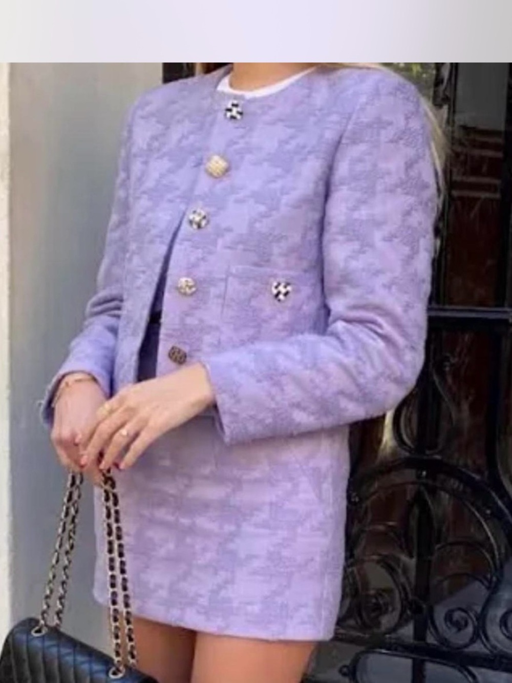 Mango Lilac Tweed skirt